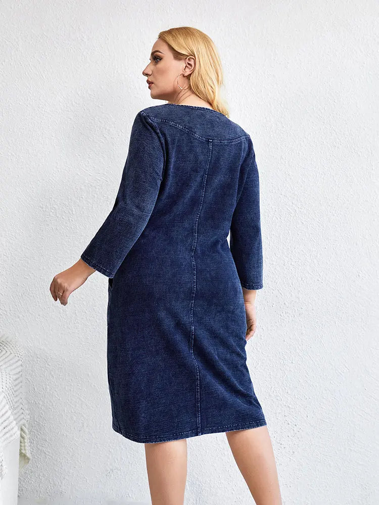 Women's plus Size Casual Denim Dress Loose Fit Mini Dress Multiple Colors Available