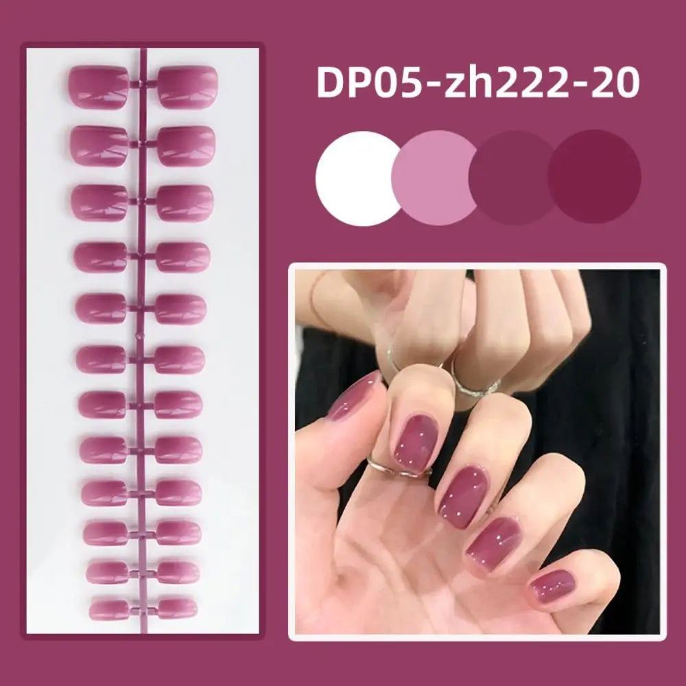 24pcs Detachable Short Square Head False Nails Ballerina Full Cover Glossy Wearable Fake Nails Solid Color Manicure Tool