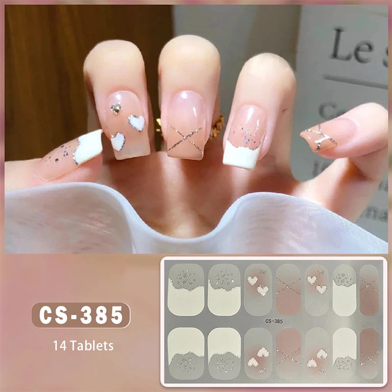 Full Cover Wraps Fast Gel Nail Sticker Soild Nail Gel Wraps Adhesive Press on Nails Nail Decal Sticker for Nails Manicure Decor