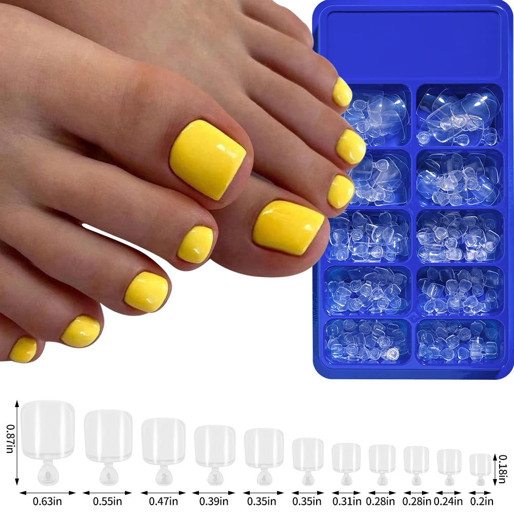 100PCS Short Square False Toenail Tips Full Cover White Artificial Fake Toenail Acrylic Foot Nail Art Tip Press on Toe Extension