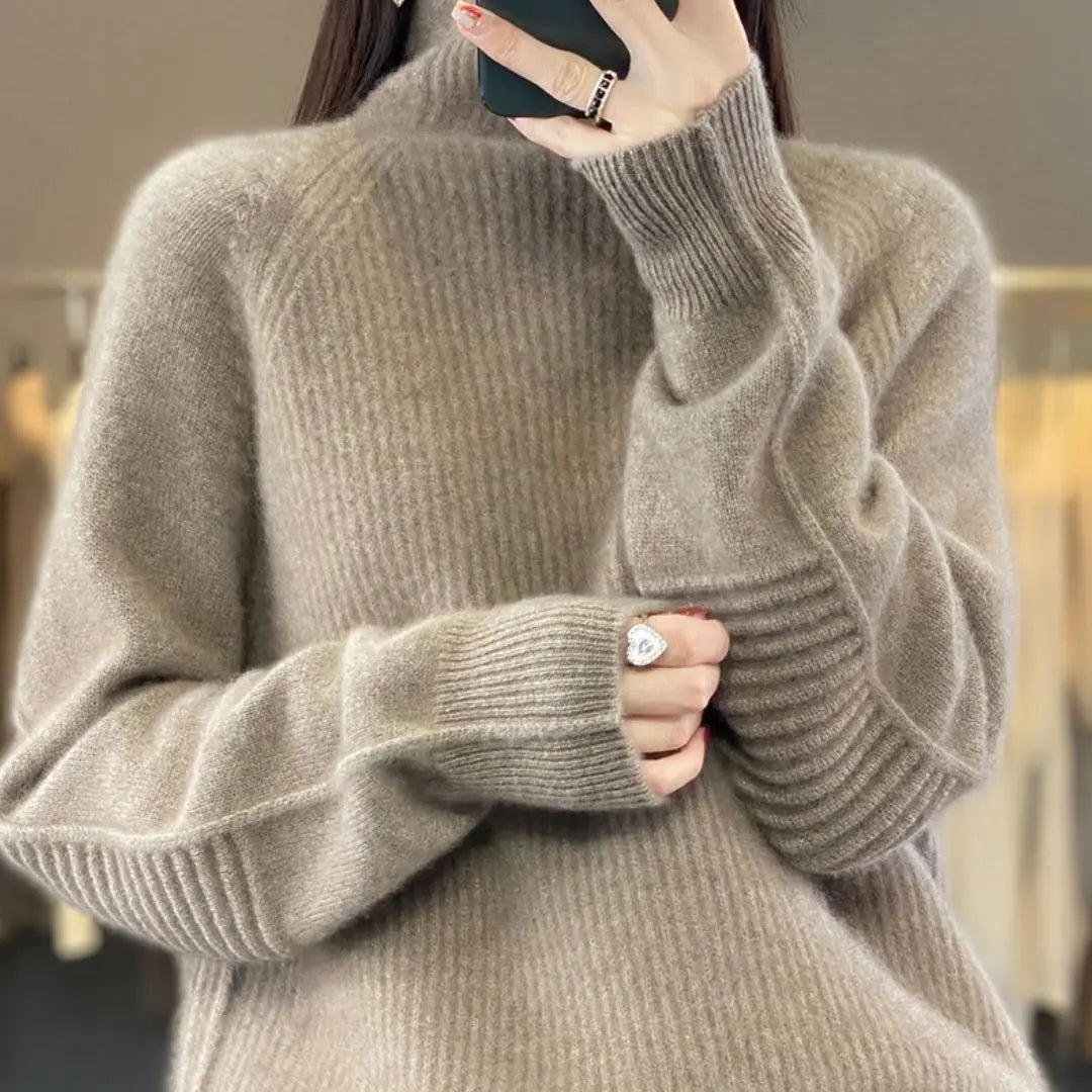 WinvyNee Women Merino Wool Sweater High Collar Casual Loose Outerwears Warm Knitted Pullover Clothing Plus Size Winter A1003012