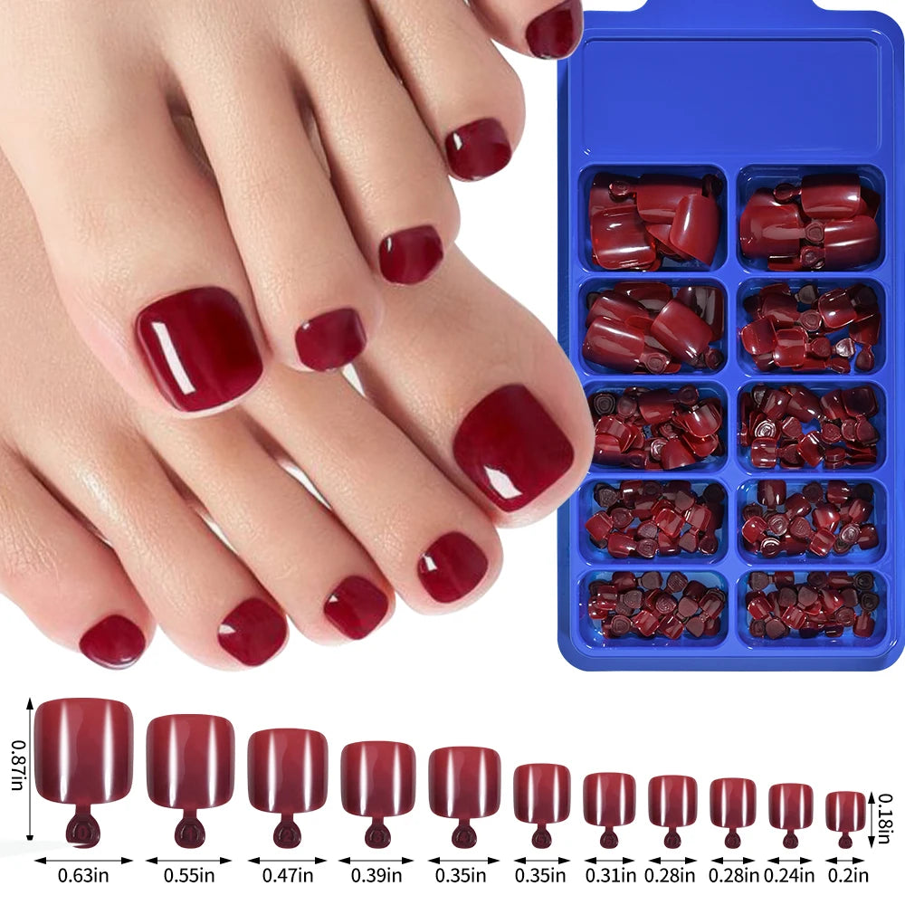 100PCS Short Square False Toenail Tips Full Cover White Artificial Fake Toenail Acrylic Foot Nail Art Tip Press on Toe Extension