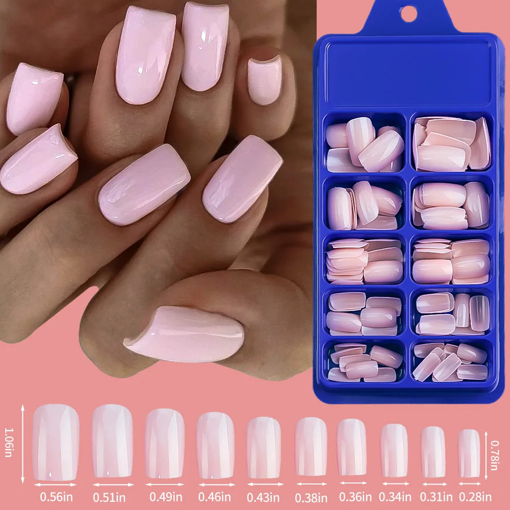 100PCS Short Square False Toenail Tips Full Cover White Artificial Fake Toenail Acrylic Foot Nail Art Tip Press on Toe Extension