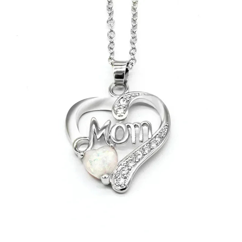 New Mother's Day Women Necklace Love Green Cubic Zirconia Letter "I  You" Exquisite Anniversary Gift Mom Fashion Jewelry