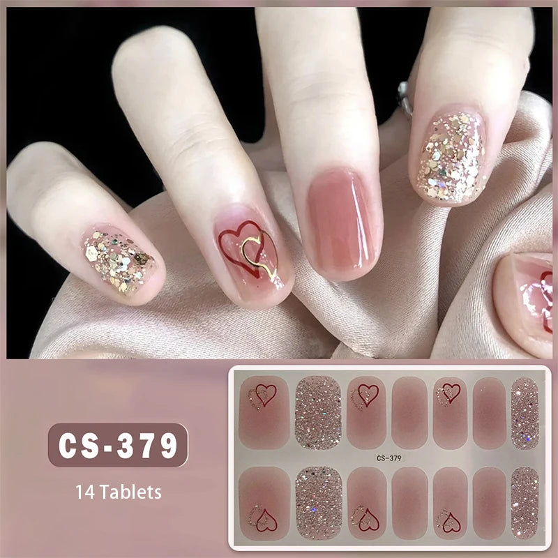 Full Cover Wraps Fast Gel Nail Sticker Soild Nail Gel Wraps Adhesive Press on Nails Nail Decal Sticker for Nails Manicure Decor