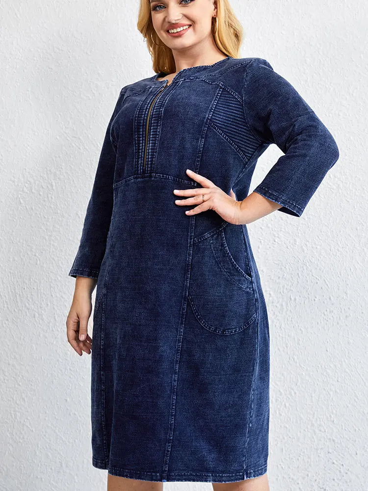 Women's plus Size Casual Denim Dress Loose Fit Mini Dress Multiple Colors Available