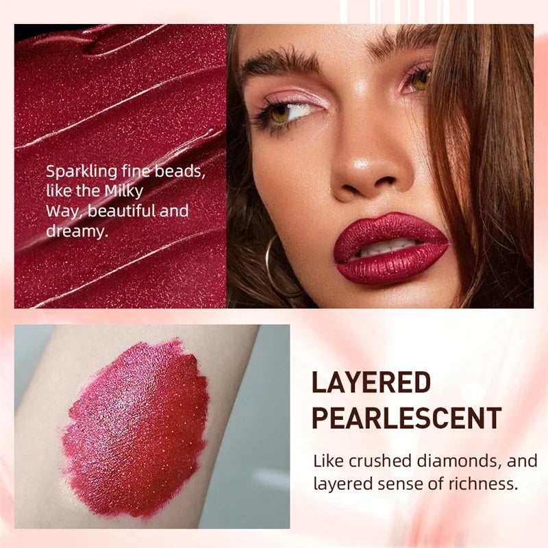 Glitter Diamond Liquid Lipstick Non-stick Cup Non-fading Lip Gloss Moisturizes Pearlescent Lip Glaze  Women Sexy Lip Tint Makeup
