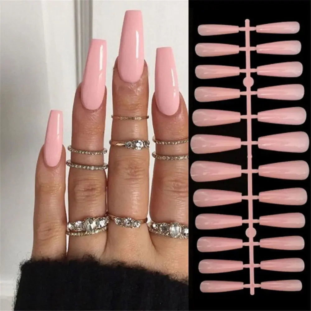 24pcs Square False Nails Simple White French Glitter Fake Nails Full Cover Detachable Nail Tips Press on Nails Wholesale