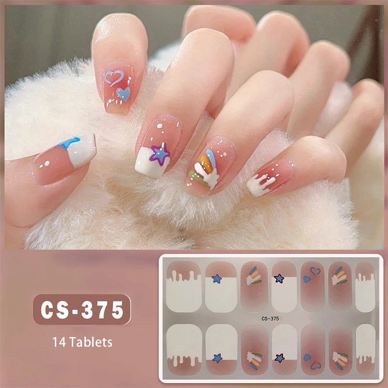 Full Cover Wraps Fast Gel Nail Sticker Soild Nail Gel Wraps Adhesive Press on Nails Nail Decal Sticker for Nails Manicure Decor